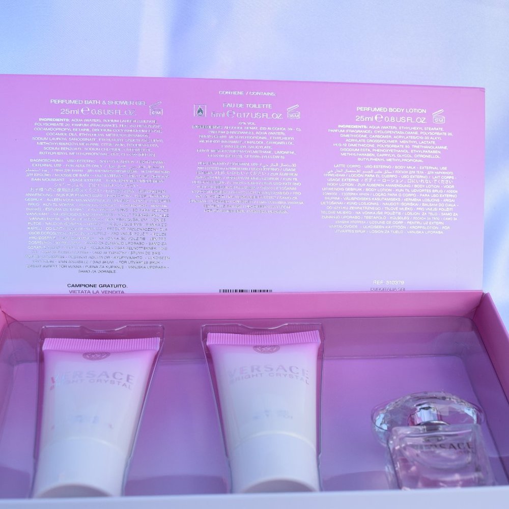 Versace Gift Set-Bright Crystal EDT,Body Lotion,Shower Gel-5ml,25ml-3pc-BOX-NEW - Picture 11 of 16